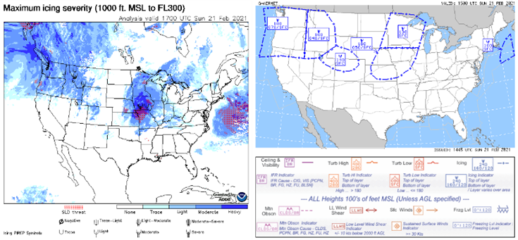 Examples of CIP/FIP and AIRMET ZULU icing reports from Aviation Weather