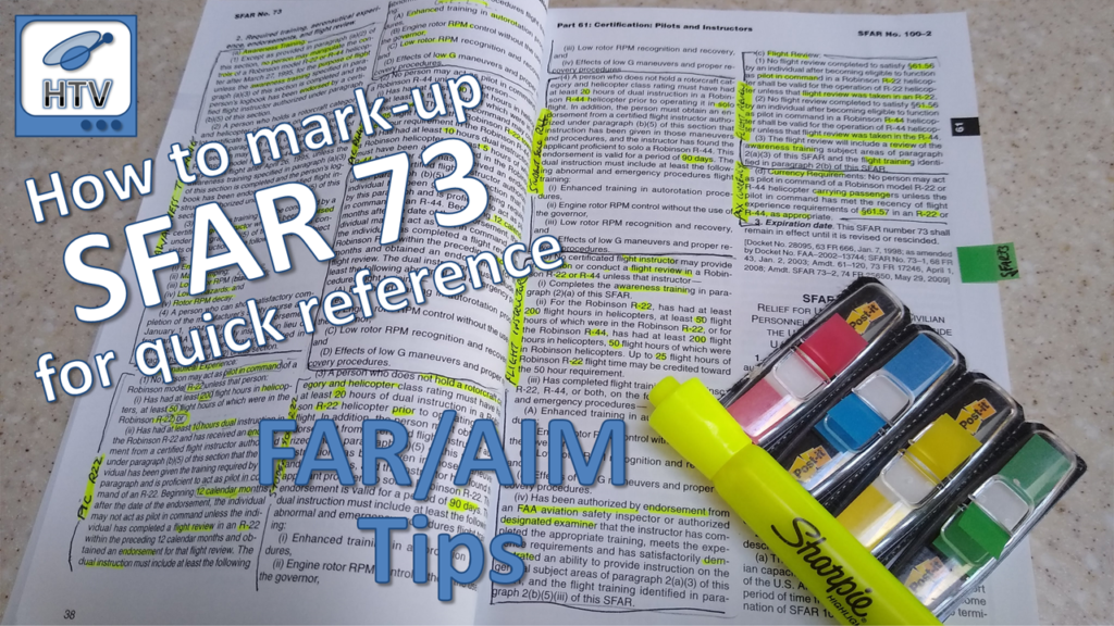 How to Mark-Up SFAR 73 in the FAR/AIM