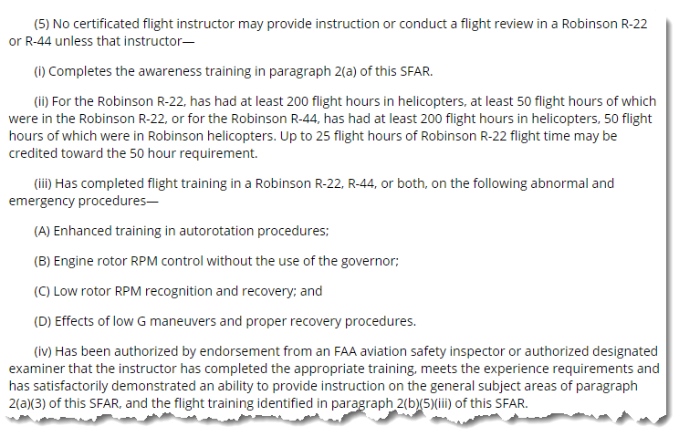 SFAR 73 2(b)(5) Authorized Flight Instructor