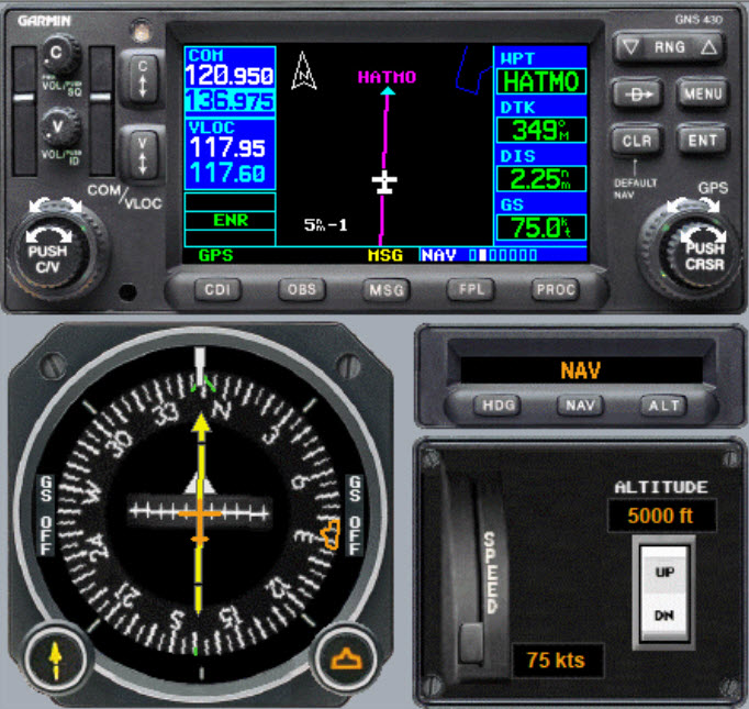 Garmin GNS 430 GPS Navigating Direct-To HATMO fix
